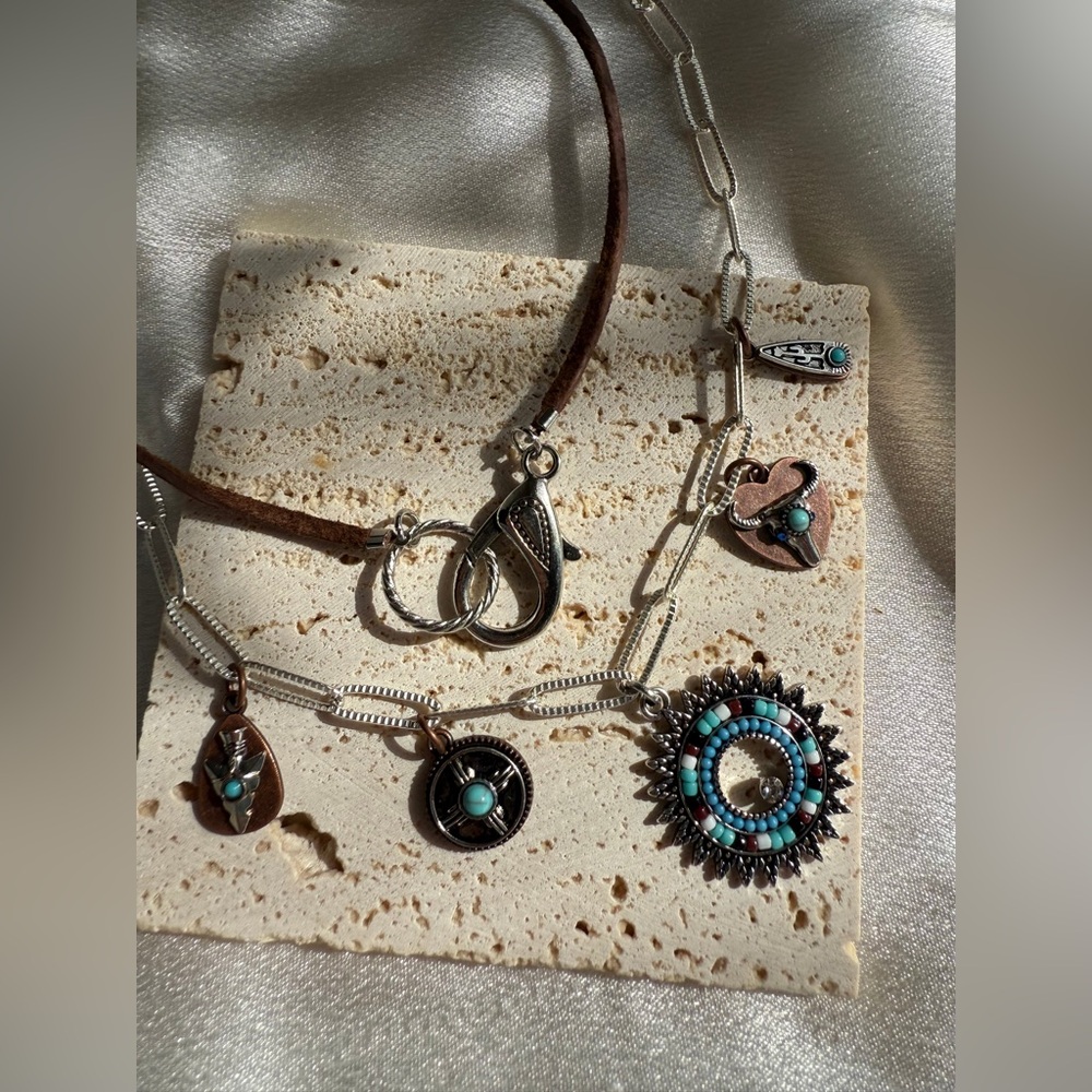 Bohemian Turquoise and Silver Necklace Set